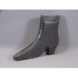 WELSH FOLK ART, slate boot, 13.5cms H, 17cms L