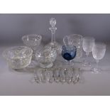 GLASSWARE, a good selection of mixed, including a pair of finely edged goblets, a blue tinted