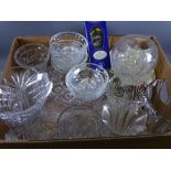 CUT & OTHER GLASS VASES, Victorian cake stand and a quantity of sundae dishes