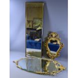 THREE VINTAGE MIRRORS including gilt framed and bevelled edge examples