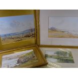 F W ARCHER watercolour - 'At West Kirby', 32 x 43cms, 'Liverpool Coastal Scene' watercolour, 26 x