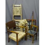 VINTAGE FURNITURE BUNDLE consisting of child's chair, rexine back armchair, framed bevelled edge