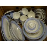 DOULTON BLUE & GILT BANDED DINNER & TEAWARE, a quantity, 40 plus pieces