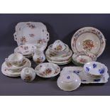 COALPORT TEAWARE - floral decorated white ground, approximately 24 pieces, a Spode Copeland