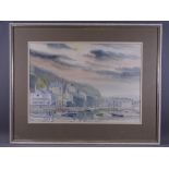 J K ROBERTS? watercolour - Porthmadog Harbour, indistinctly signed, in the manner of Meryl Watts, 33