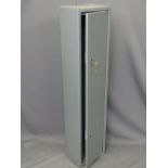 LOCKING STEEL GUN CABINET with keys, 132cms H, 30cms W, 22cms D