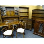 EXTENSIVE PRIORY & GILD OAK DINING ROOM/SITTING ROOM SUITE of dresser, unit and cabinets with a