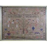19TH CENTURY NEEDLEWORK SAMPLER, 'Ann Roberts, Her Work' made in the 14th year of her age with her