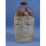 MR & MRS CAUDLE STONEWARE FLASK, impressed 'E Burnett, Croydon', 21cms H