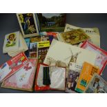 VINTAGE EMBROIDERED HANDKERCHIEFS, various ephemera and postcards ETC