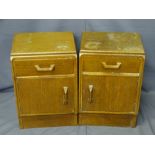 G PLAN OAK BEDSIDE CABINETS, a pair, 53cms H, 37cms W, 33cms max D