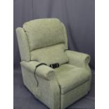 H S L RISE & RECLINE ARMCHAIR in light green E/T