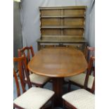 PRIORY STYLE OAK DRESSER and a reproduction mahogany dining table and four chairs with upholstered