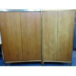 TWO McINTOSH MID-CENTURY TEAK WARDROBES, 175.5cms H, 122 and 91.5cm Widths, 56cm Depths