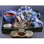 BOX OF MIXED POTTERY including Denby breakfastware