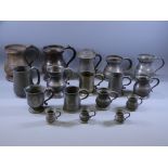 18TH & 19TH CENTURY PEWTER MUGS, TANKARDS & MEASURES, a collection