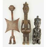 MENDE STANDING FIGURE 66cms high; Nyamwezi stylised figure, 59cms high and Kuba maternity figure,