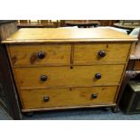 LATE VICTORIAN STAINED PINE CHEST, fitted four drawers, 108 x 52cms