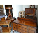 ASSORTED OCCASIONAL FURNITURE including rosewood four-door chest, walnut hostess trolley, tripod