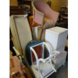 ASSORTED LLOYD LOOM-TYPE WICKER FURNITURE including chairs, laundry baskets, ottoman ETC (8)