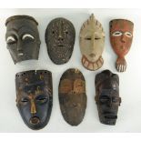 SEVEN VARIOUS AFRICAN MASKS including Tchokwe, Mbuti, Kuba and Mbole (7)