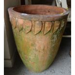 LARGE TERRACOTTA PLANTER with leaf decoration to rim, 49 x 59cms