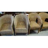 ASSORTED WICKER CONSERVATORY ARMCHAIRS (5)