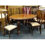 VICTORIAN-STYLE MAHOGANY EXTENDING DINING TABLE, 185cms wide and six chair (4+2)