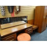 MID CENTURY G-PLAN TEAK BEDROOM SUITE, comprising dressing table, 152cms and circular stool,