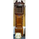 19TH CENTURY WELSH OAK & MAHOGANY 8-DAY LONGCASE CLOCK, floral painted Roman dial, signed 'T.Davies.