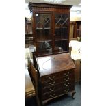 GOOD REPRODUCTION GEORGIAN BUREAU BOOKCASE astragal glazed doors, fitted interior above