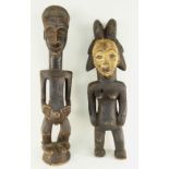 SONGYE MALE FIGURE, 55cms high and Punu female figure (2)