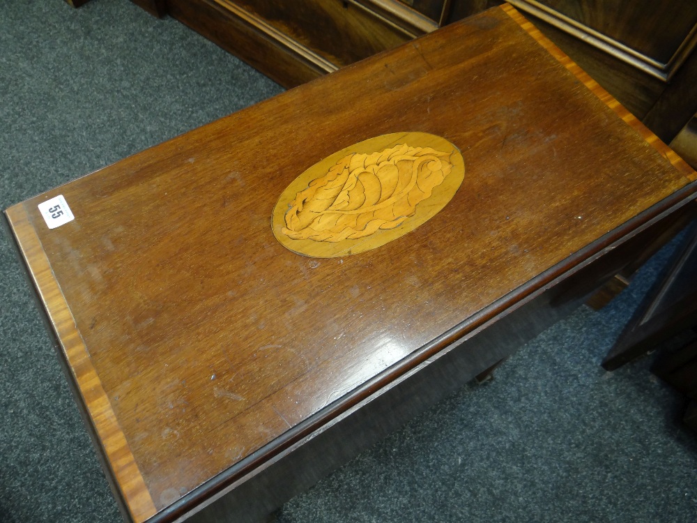 PRETTY EDWARDIAN MAHOGANY & SATINWOOD INLAID SUTHERLAND TABLE, 90 x 60cms - Image 3 of 3