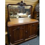 LATE VICTORIAN MAHOGANY MIRROR BACK SIDEBOARD, 136cms wide
