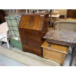 ASSORTED OCCASIONAL FURNITURE including reproduction mahogany bureau, oak side table, box stool,