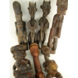 SEVEN VARIOUS AFRICAN FIGURES including Pende Marionette, 64cms (7)