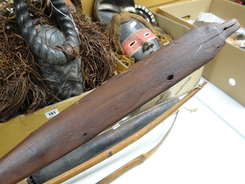 ANDAMAN BOW BLADE HALF, 168cms long, various Hausa quivers and spears, Kamba bowls ETC (8) - Image 2 of 10