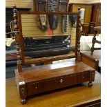 REGENCY MAHOGANY & EBONY STRUNG DRESSING TABLE MIRROR, turned uprights rectangular plate and