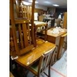 VINTAGE OAK DINING SUITE comprising draw leaf table, four dining chairs and sideboard (6)