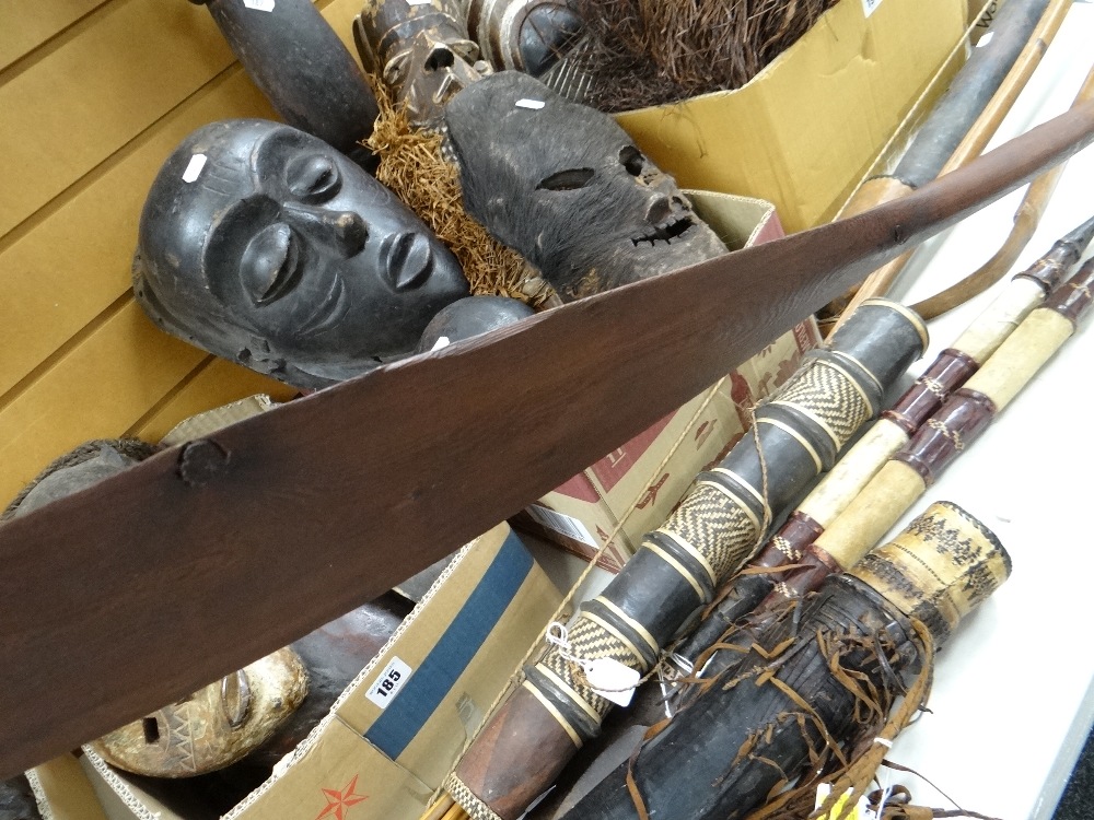 ANDAMAN BOW BLADE HALF, 168cms long, various Hausa quivers and spears, Kamba bowls ETC (8) - Image 5 of 10