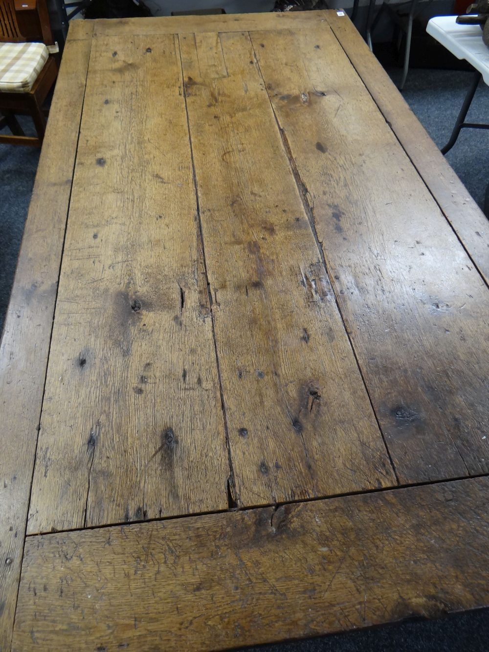 18TH CENTURY OAK REFECTORY TABLE, believed French, provincial, 186 x 99cms Provenance: purchased - Image 3 of 3
