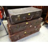 VINTAGE SUITCASES two leather, graduated (3)