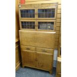 MINTY LTD (OXFORD) ART DECO OAK BUREAU BOOKCASE, 89cms wide