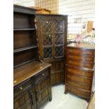 ASSORTED OCCASIONAL FURNITURE including Priory oak dresser, corner cabinet and reproduction walnut