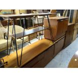 ASSORTED MID-CENTURY TEAK & OTHER OCCASIONAL FURNITURE including three similar low cabinets, iron