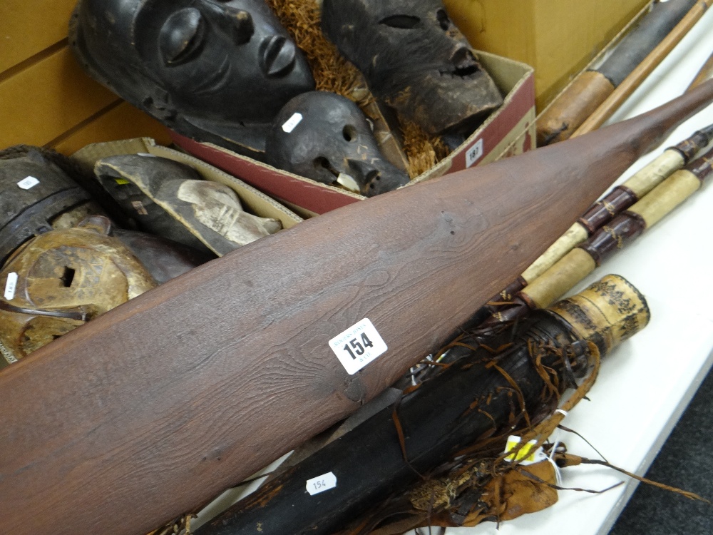 ANDAMAN BOW BLADE HALF, 168cms long, various Hausa quivers and spears, Kamba bowls ETC (8) - Image 7 of 10