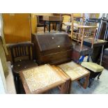 ASSORTED OCCASIONAL FURNITURE including nest of vintage tile topped tables, bureau, Pembroke