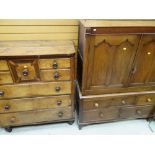 LATE VICTORIAN OAK & MAHOGANY CHEST fitted seven drawers and a hat drawer, one 17cms wide and an