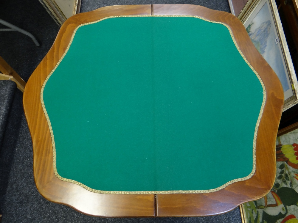 VICTORIAN-STYLE WALNUT MARQUETRY FOLDING CARD TABLE, 85cms wide - Image 3 of 4