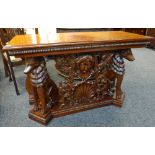 MODERN RENAISSANCE-STYLE CARVED CONSOLE TABLE, 112cms wide
